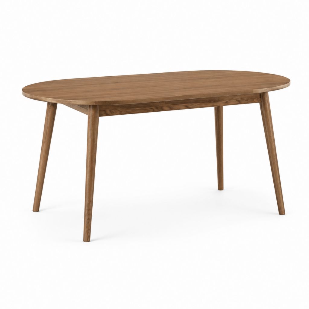 Tavolo da pranzo ovale in legno massello di noce marrone 160 x 90 x 75 cm