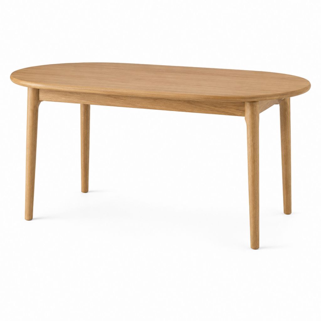 Tavolo da pranzo ovale in rovere massello naturale 160 x 90 x 75 cm