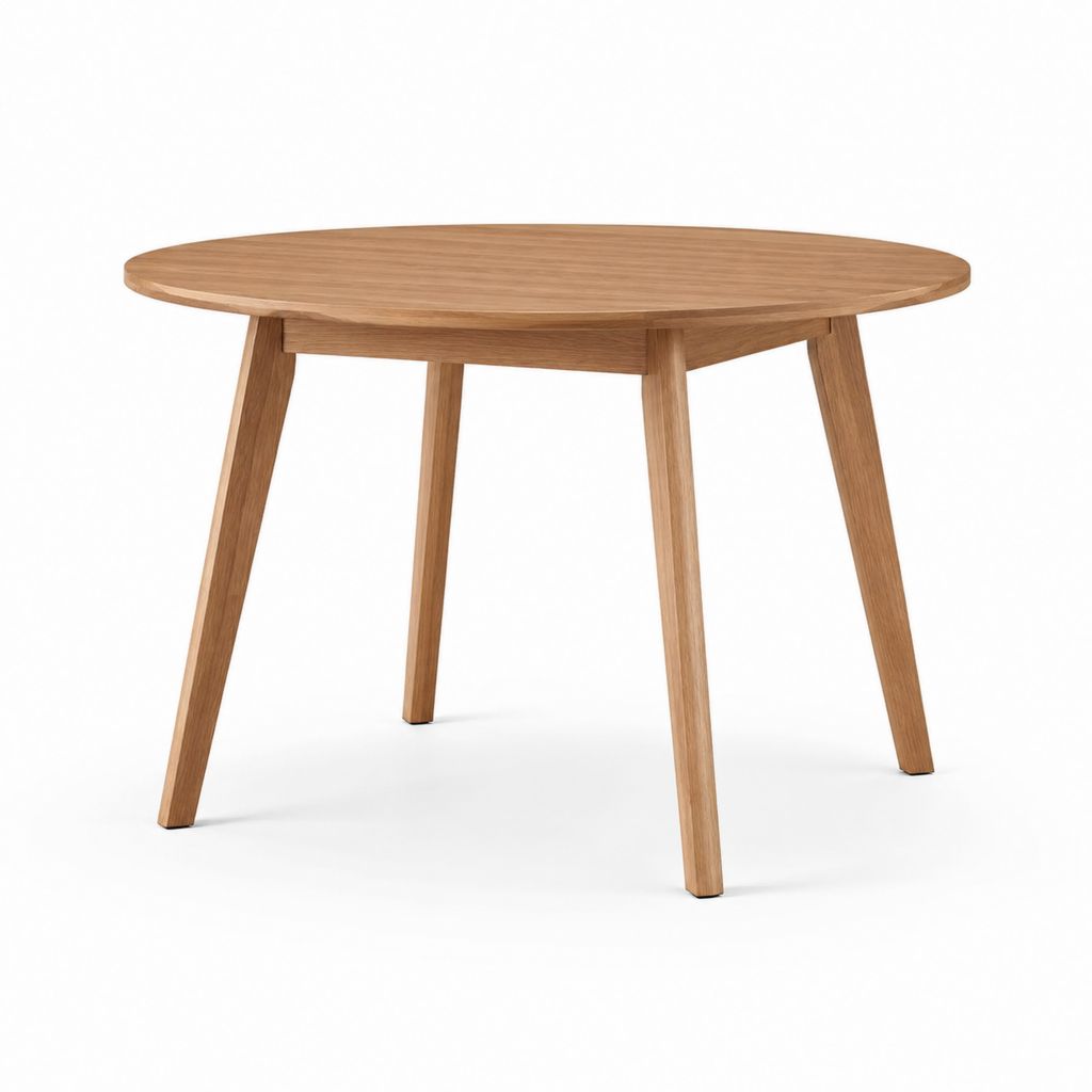 Tavolo da pranzo rotondo naturale in rovere massello Ø100 x 75 cm
