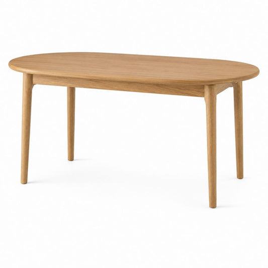 Tavolo da pranzo ovale in rovere massello naturale 160 x 90 x 75 cm