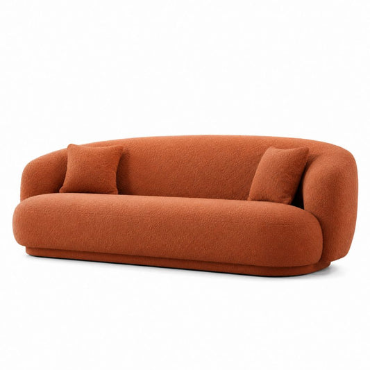 Divano 3 posti curvo arancione in bouclé di poliestere 220 x 95 x 75 cm