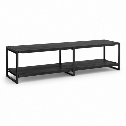 Mobile TV basso nero in MDF e acciaio 180 x 40 x 45 cm