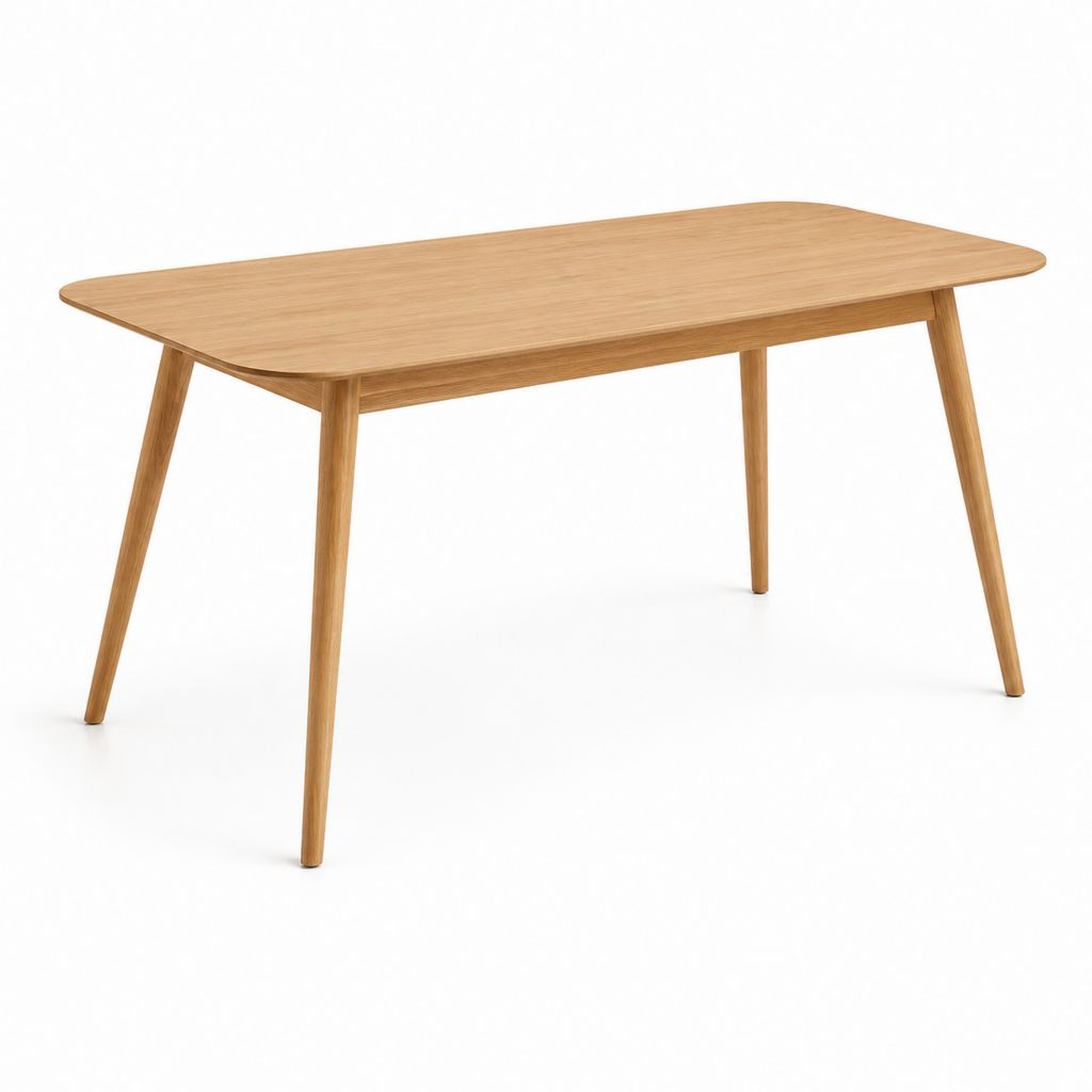 Tavolo da pranzo rettangolare rovere naturale in MDF e legno massello 120 x 75 x 75 cm