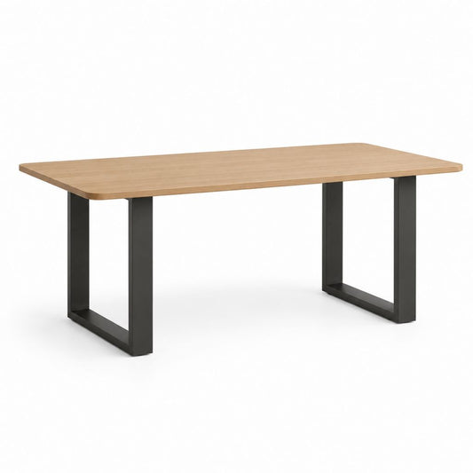Tavolo da pranzo rettangolare rovere chiaro MDF e acciaio nero 160 x 90 x 75 cm