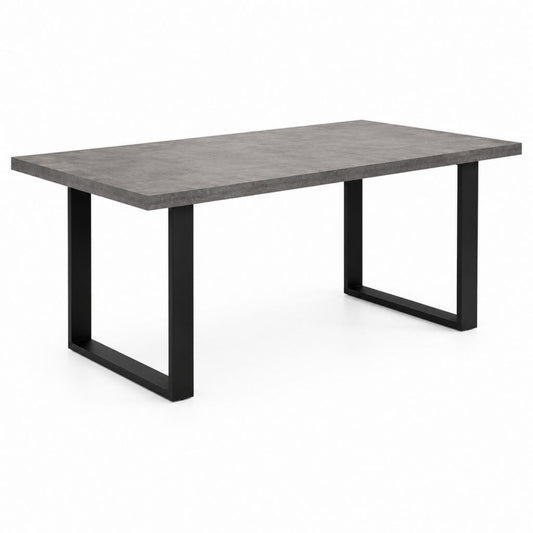 Tavolo da pranzo rettangolare grigio effetto cemento con gambe in acciaio nero 160 x 90 x 75 cm